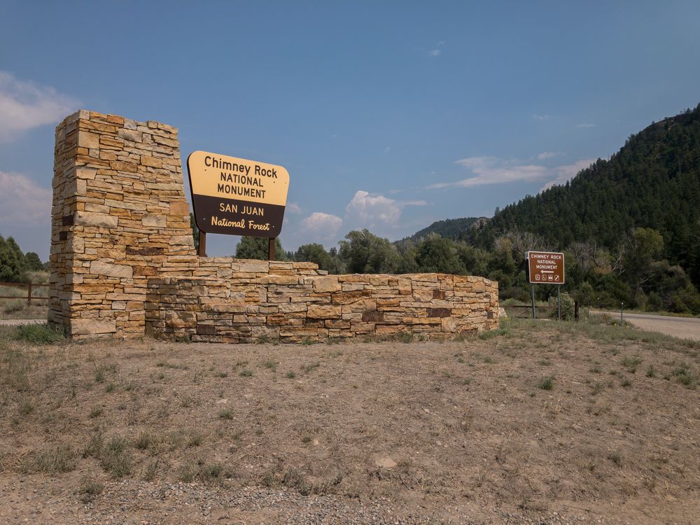 Entrance sign of Chimney Rock National Monument