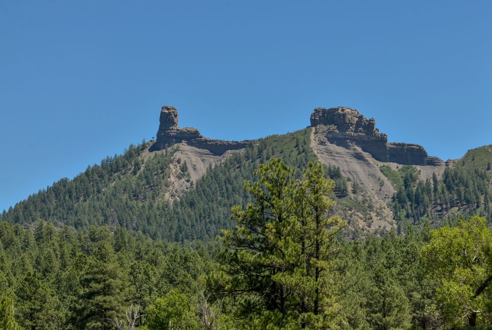 Distant view of Chimney Rock National Monument
