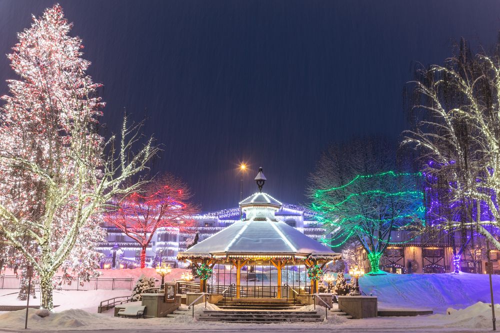 Colorful light decoration during Christmas at Leavenworth