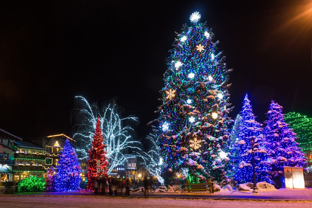 Christmas trees decorated in Leavenworth