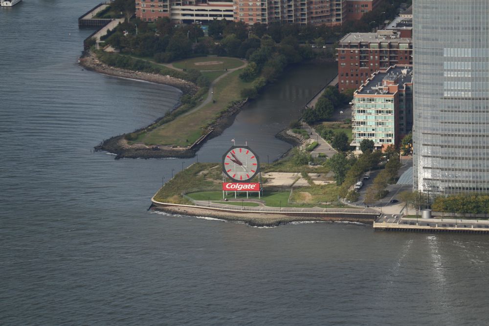 Aerial view of Colgate Clock