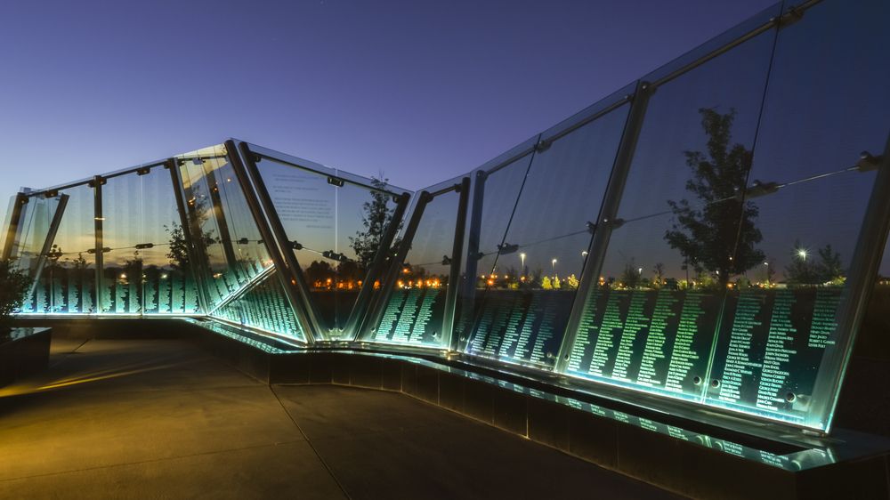 Night view of Colorado Freedom Memorial