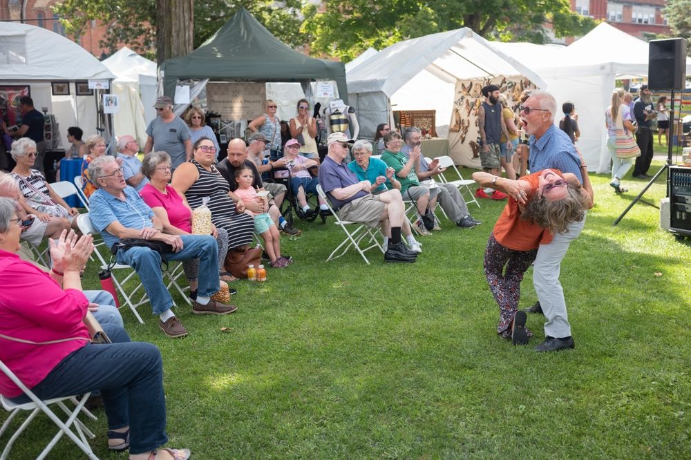 Elderly couple dancing at Colorscape Chenango Arts Festival