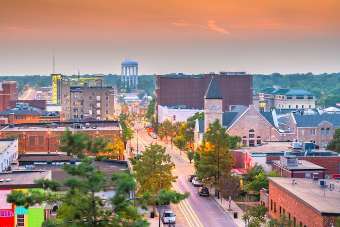Aerial view of Columbia Missouri