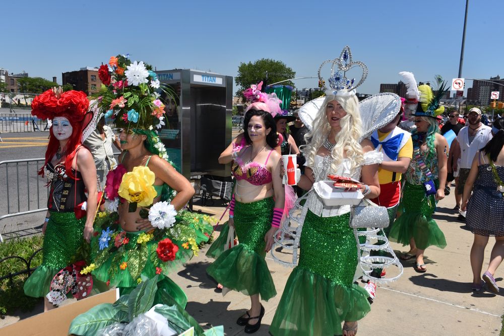 Women dressed up as mermaids for Coney Island Mermaid Parade