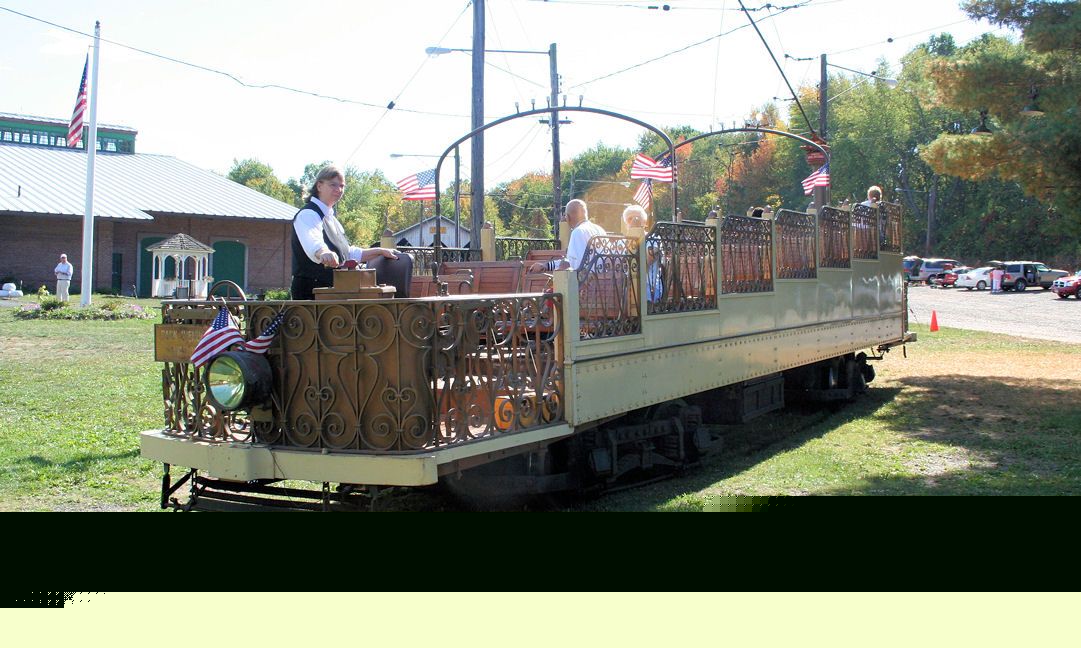 An old trolley kept at Connecticut Trolley Museum