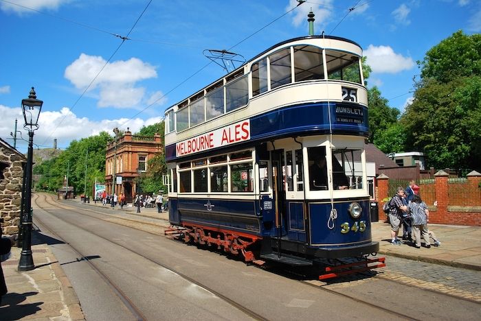 Visitors enjoying their tram ride at Crich Tramway Village