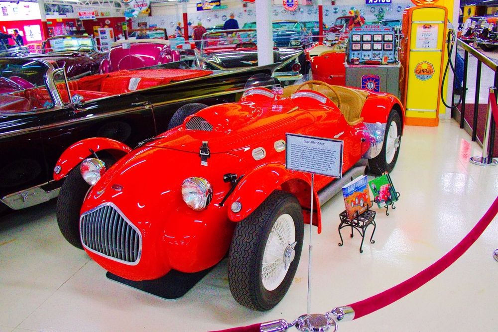 Bright red color car at Cussler Museum