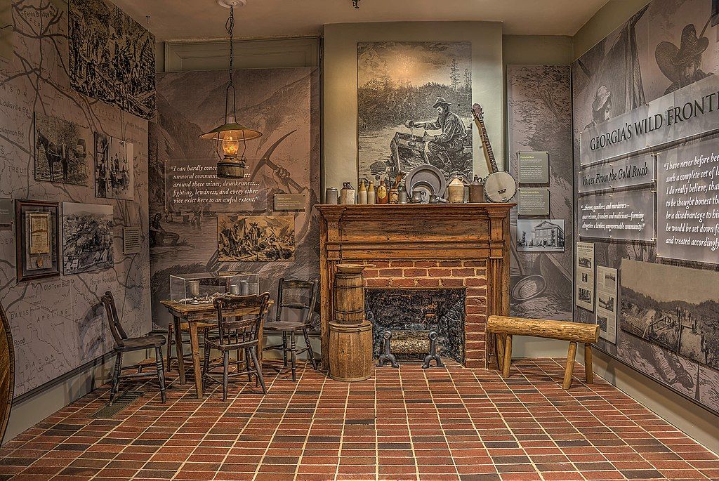 Interior view of displays at the Dahlonega Gold Museum