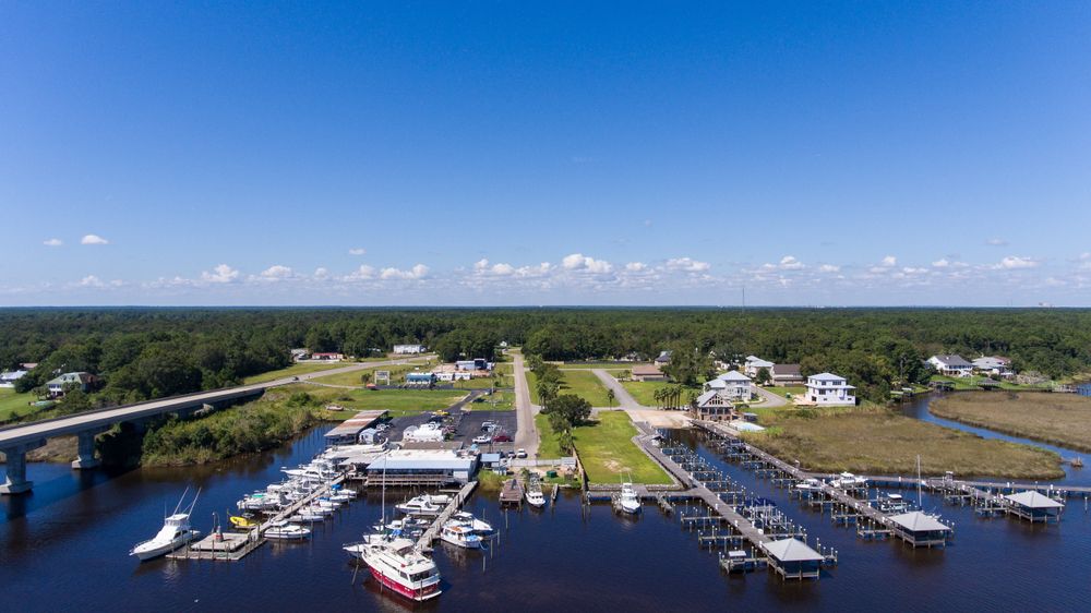 Aerial view of Dauphin Island Marina