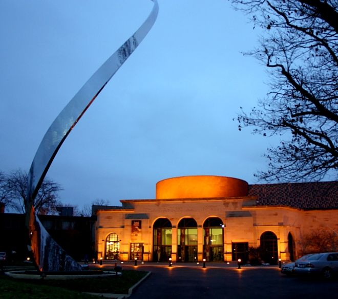 Night exterior view of the Dayton Art Institute