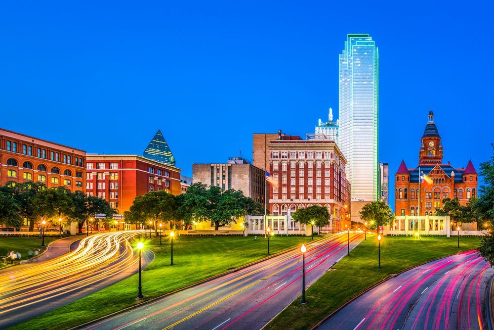 Night scene at the Dealey Plaza