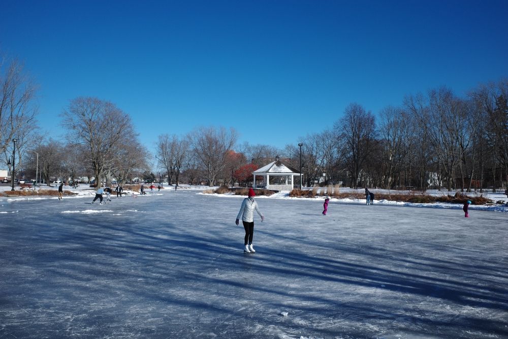 Ice skating at Deering Oaks