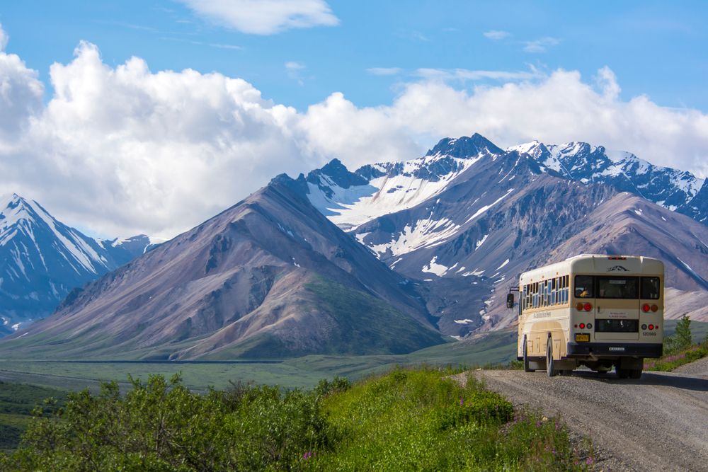 A tour bus along Denali