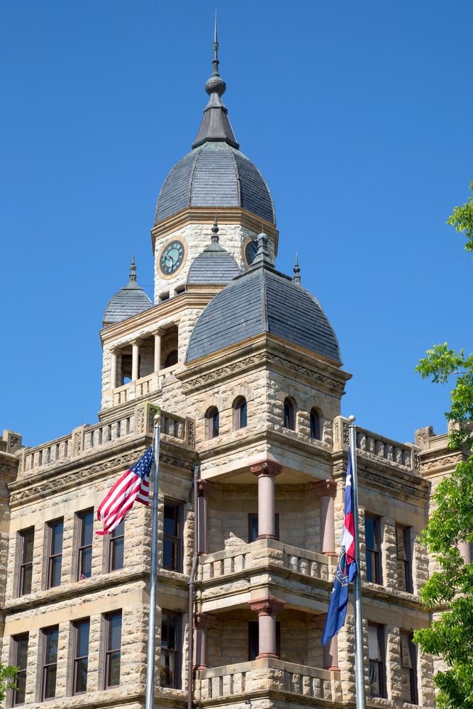 Closeup of the Denton County Courthouse