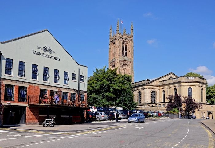 Road leading to Derby Cathedral