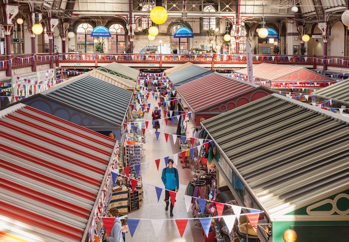 Top view of the stalls at Derby Market Hall