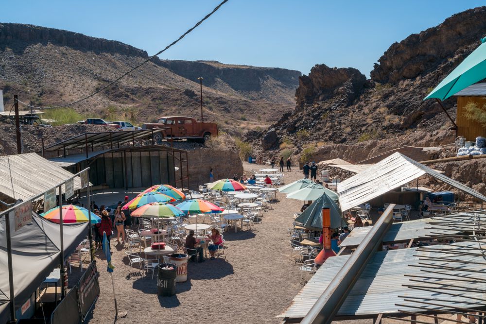 Outdoor dining at Desert Bar-Nellie E. Saloon