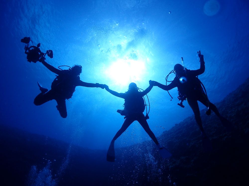 Divers in Okinawa's water