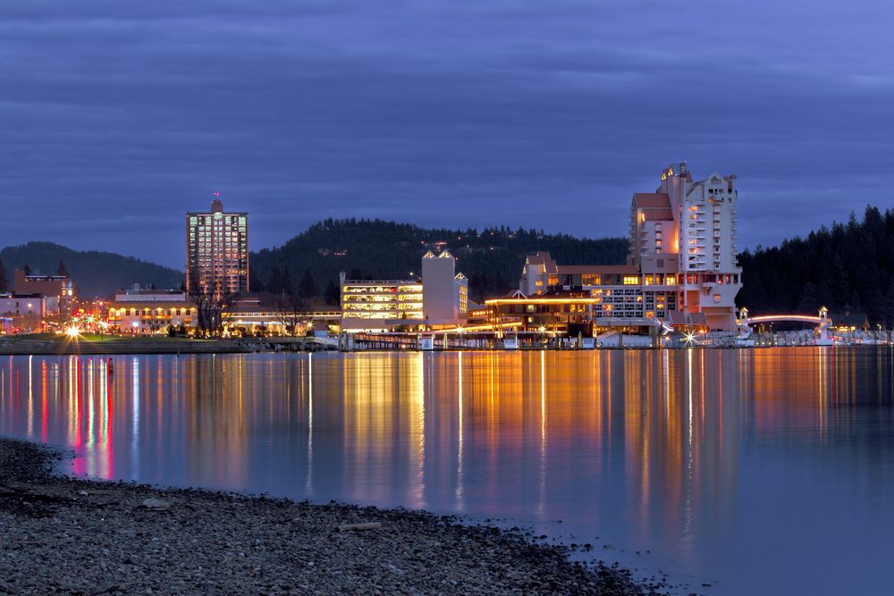 Night view of Downtown Coeur d'Alene
