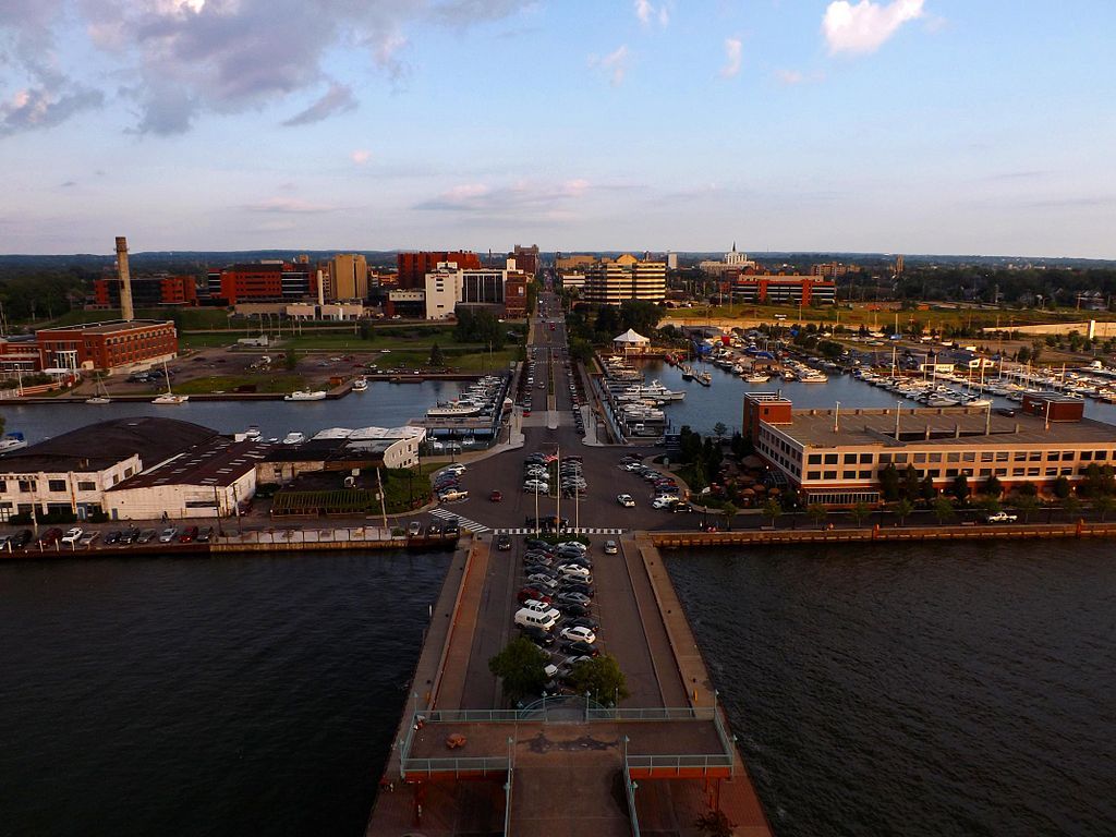 Aerial view of Erie Downtown