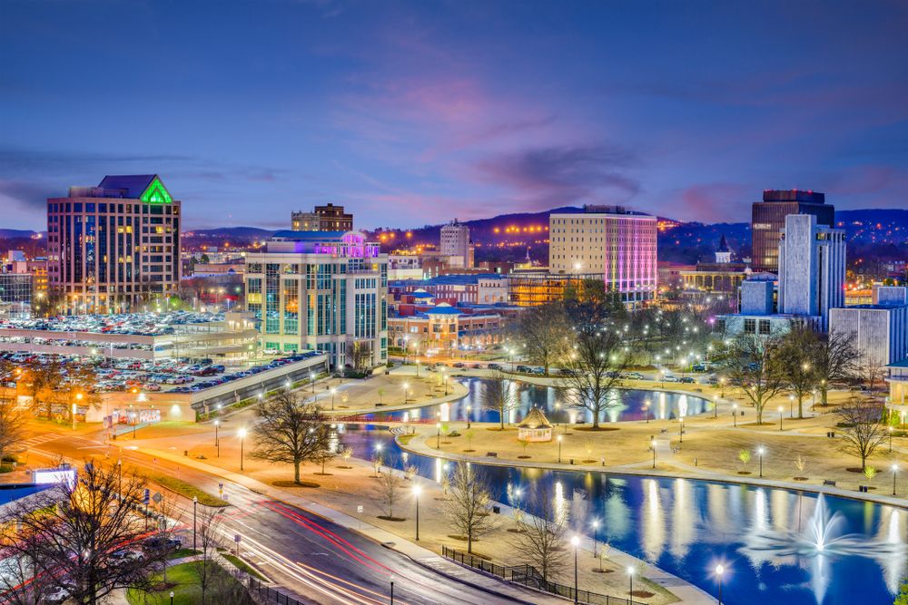 City lights at Downtown Huntsville