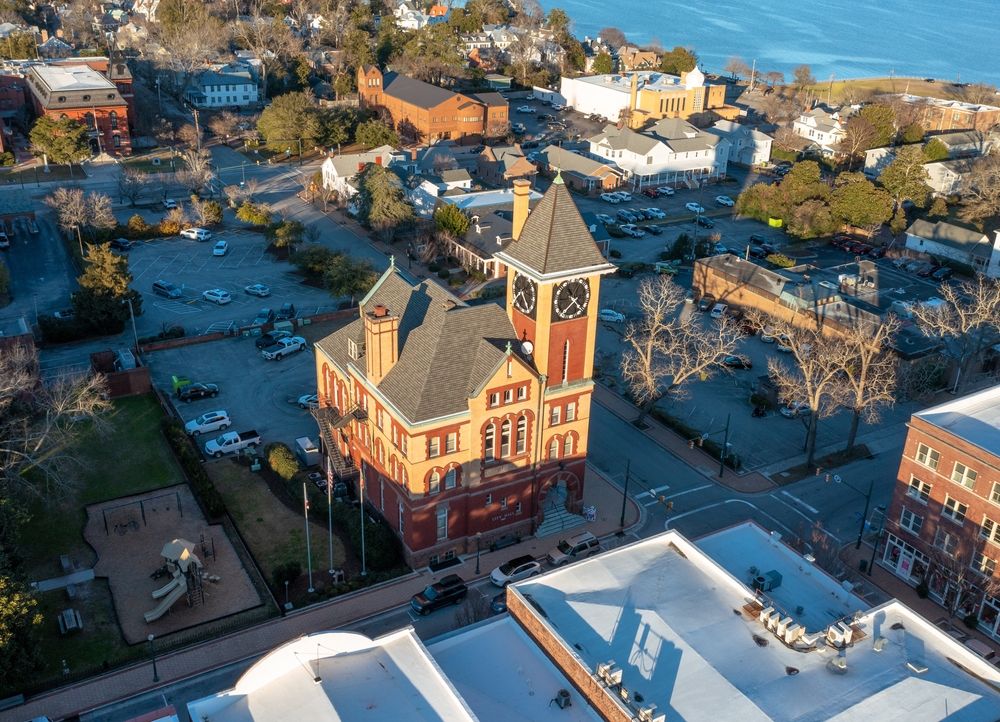 Aerial view of Downtown New Bern
