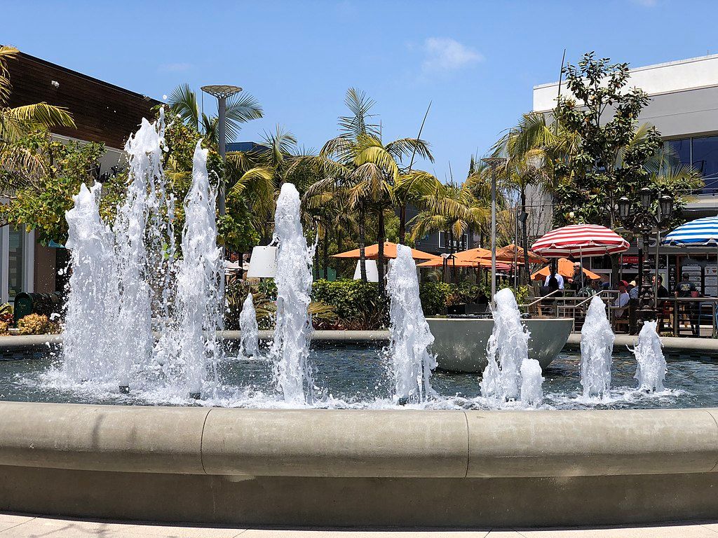A water fountain in front of the Point