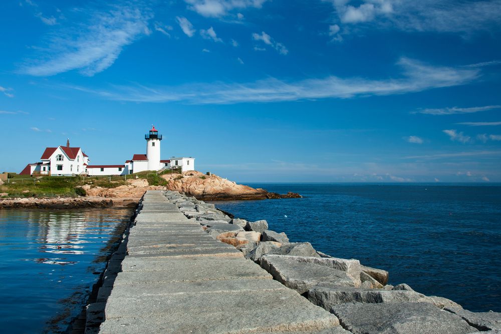 Stone path leading to Eastern Point Lighthouse