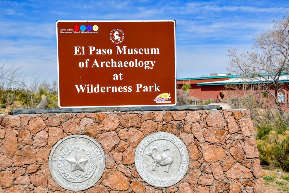Signage of El Paso Museum of Archaeology