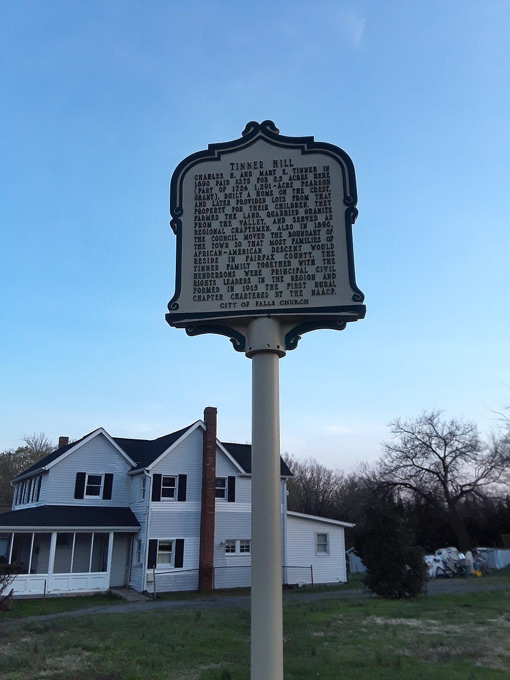 History marker of Tinner Hill Historic Site