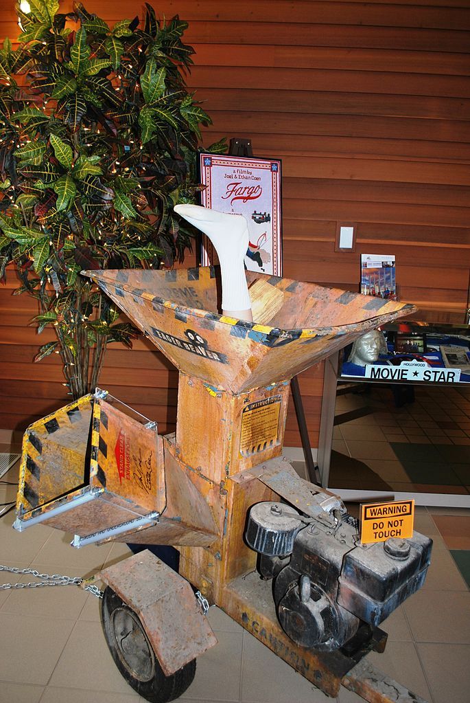 Display of a Wood chipper at Fargo-Moorhead Visitors Center