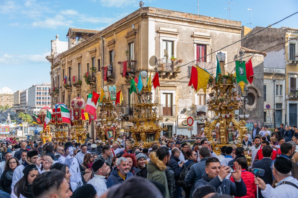 Celebration during the Feast of Saint Agatha at Sicily