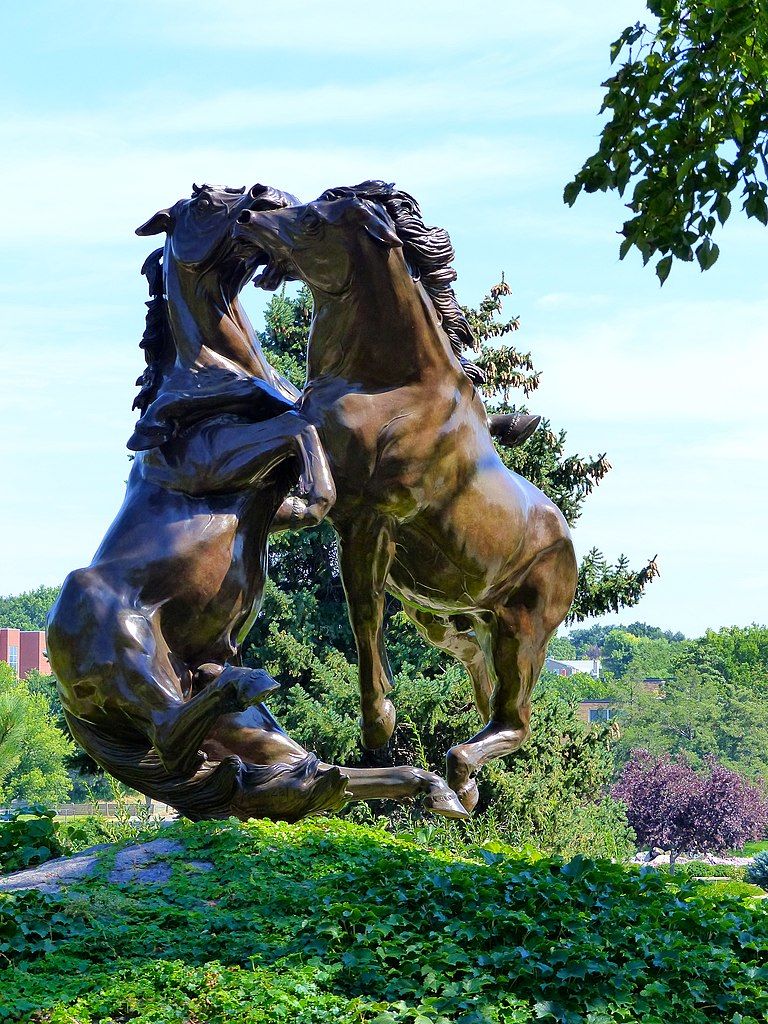 Bronze sculpture at Fighting Stallions Memorial