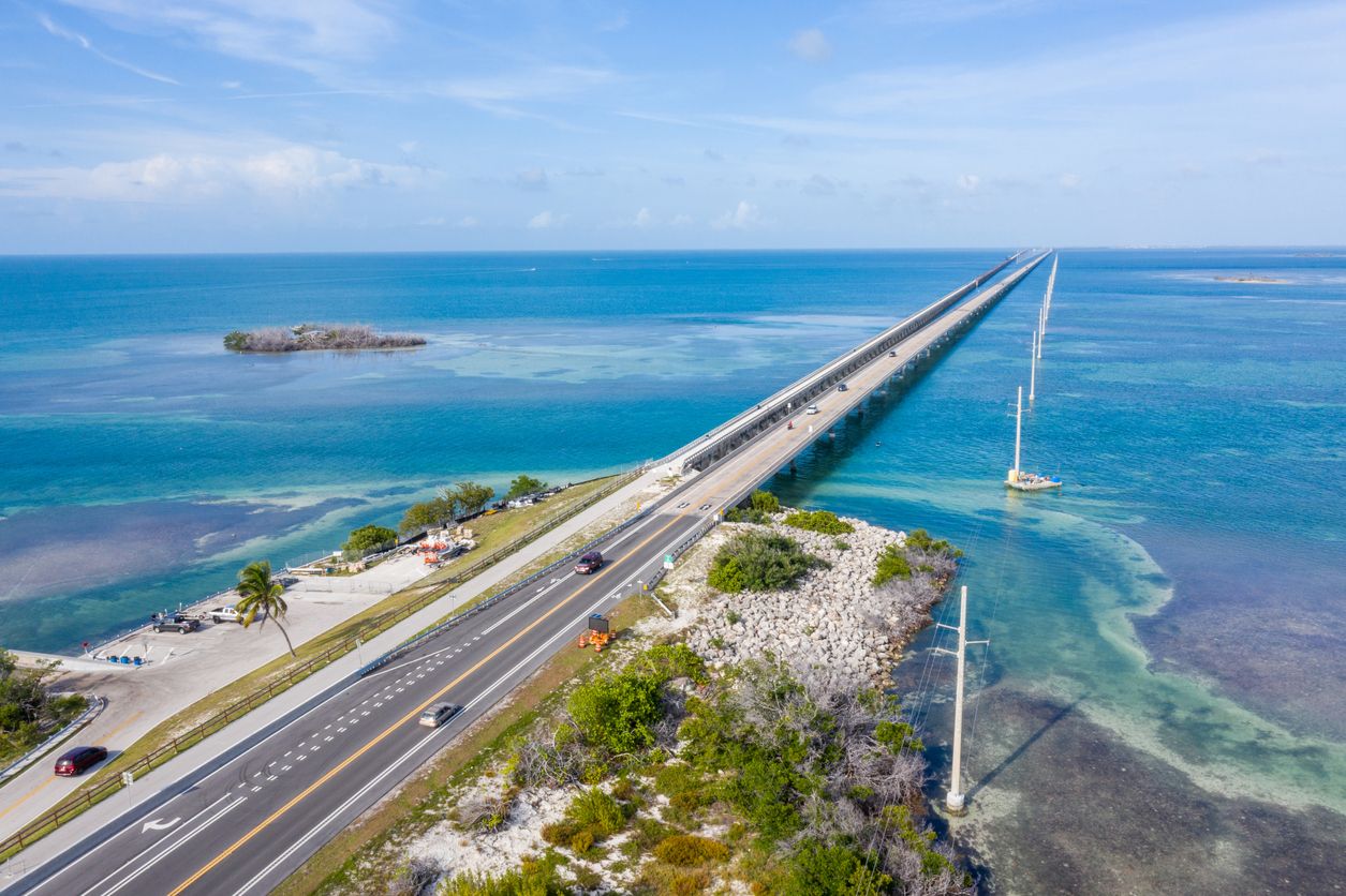 Aerial view of Overseas Highway at Florida Keys