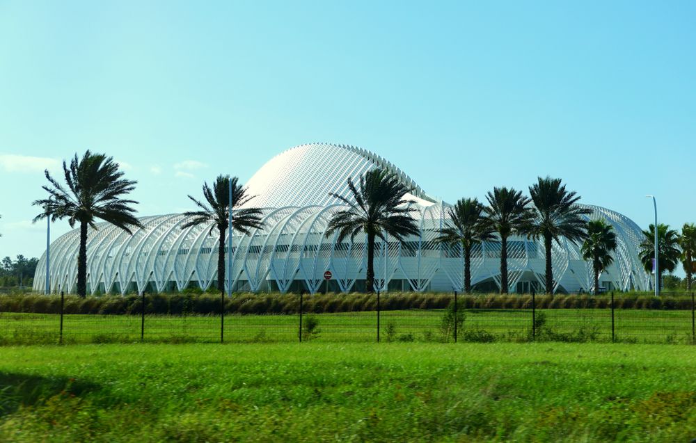 White building with dome like structure at Florida Southern College