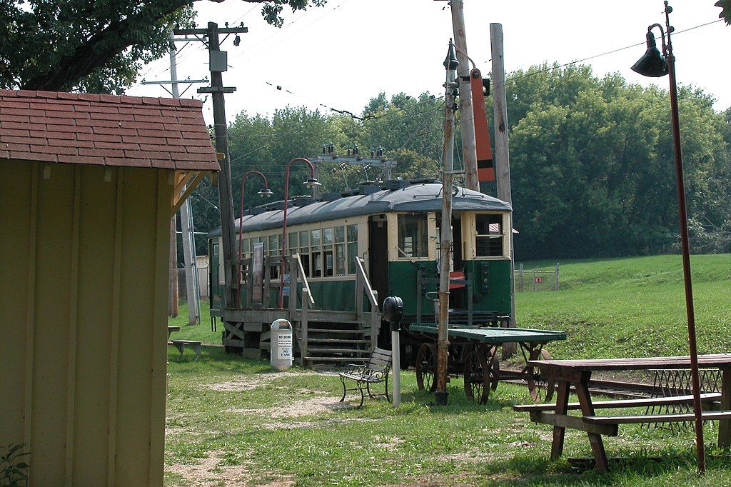 View of a trolley at the Fox River Trolley Museum
