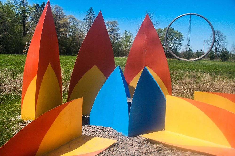 Colorful sculptures at Franconia Sculpture Park
