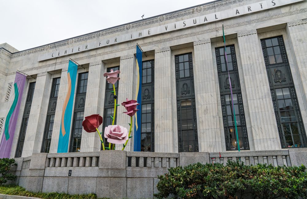 Beautiful rose art installation placed outside the Frist Art Museum