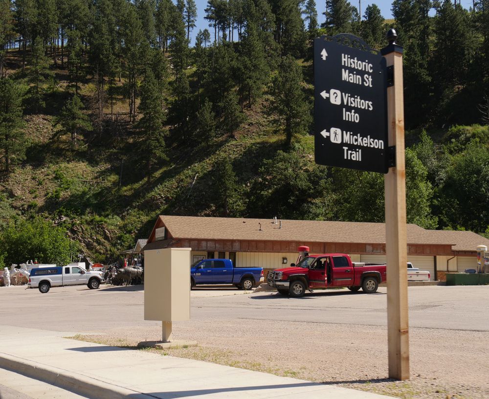 Sign board with direction to George S. Mickelson Trail