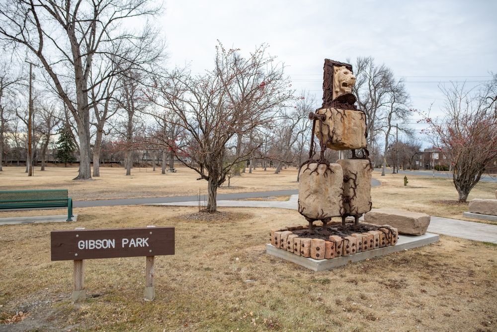 Stone statue at Gibson Park