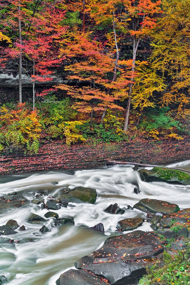 Water running off from the Great Falls of Tinkers Creek in Bedford