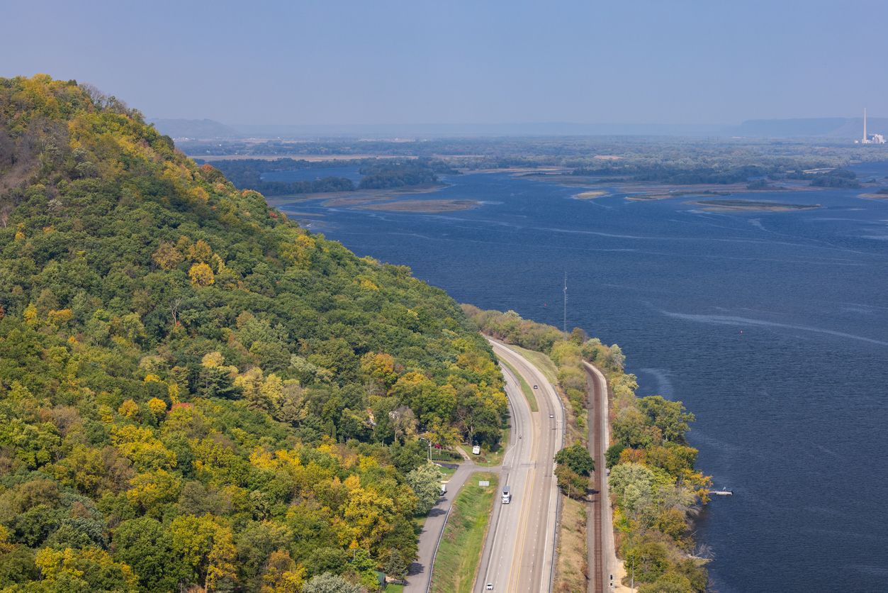 Aerial view of The Great River Road