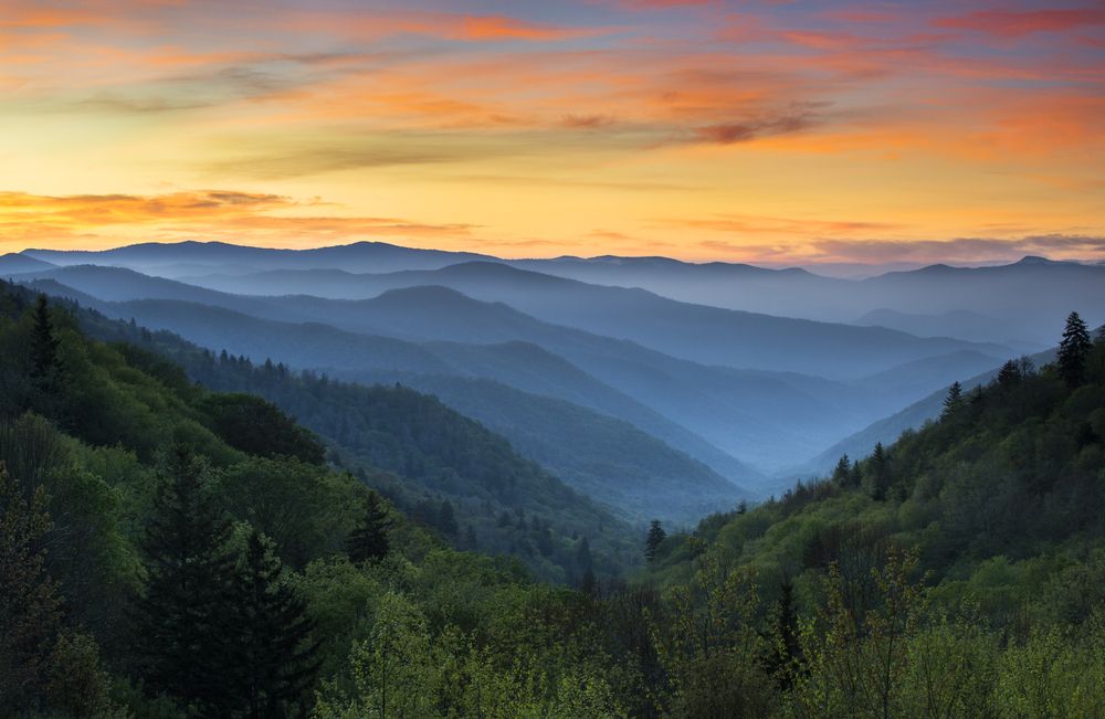 Mesmerizing sunrise at Great Smoky Mountain National Park