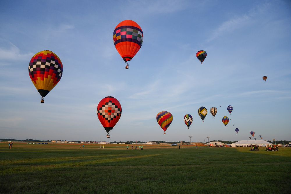 Colorful hot air balloons at the Great Texas Balloon Race