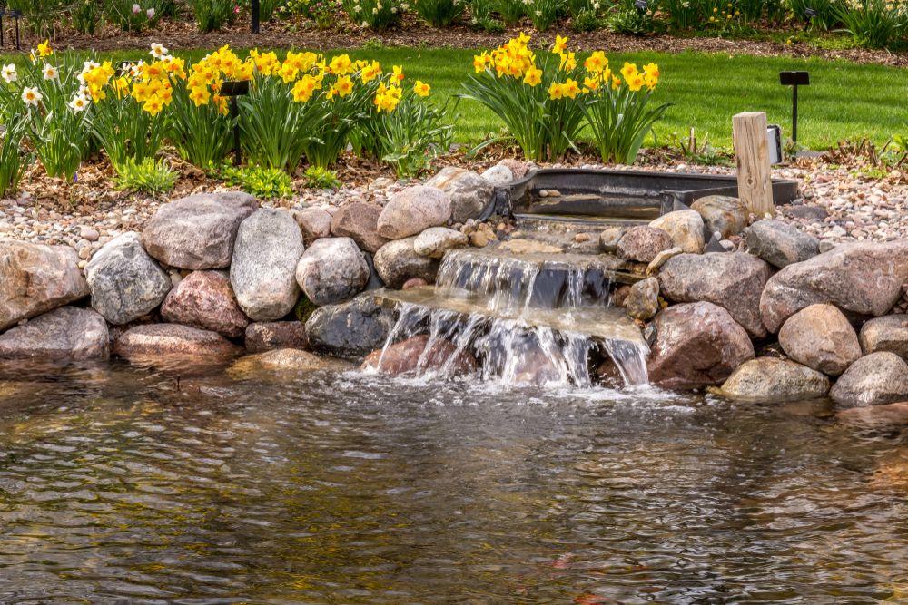 A small waterfall in Green Bay Botanical Garden