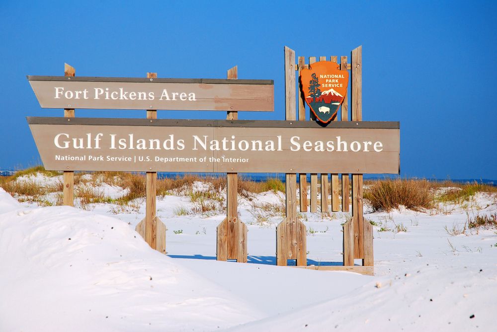 Gulf islands national seashore welcoming sign.