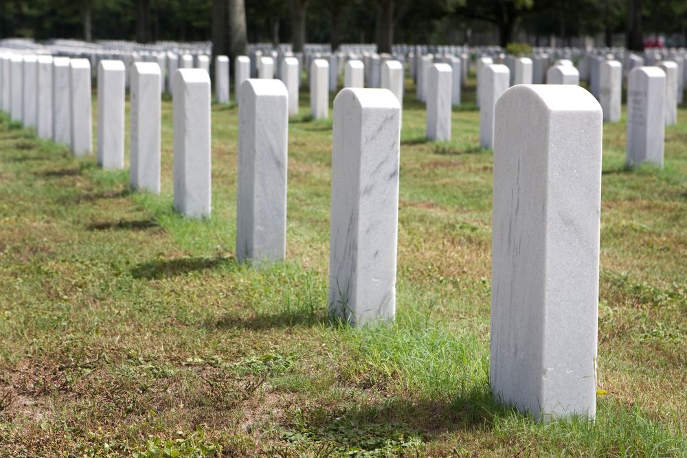 White headstones lined up - of the fallen veterans.