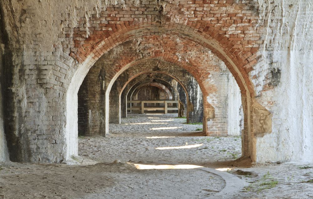 Old brick arches of fort pickens.