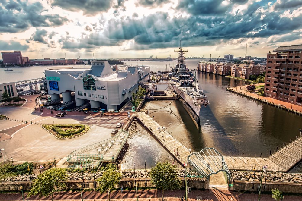 Bird's eye view of Hampton Roads Naval Museum